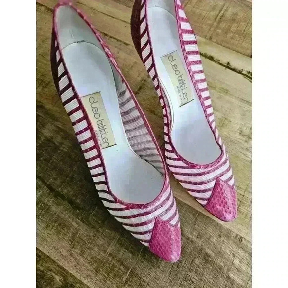 Vintage Cleo Bottier Made In Italy Crocidile Pumps Pink Size 38 1/2 - Picture 14 of 16